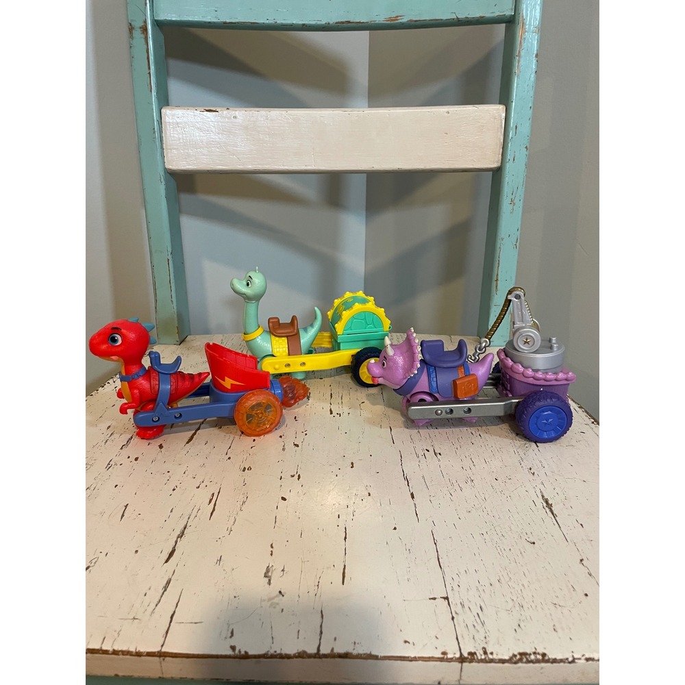 Disney Jr Dino Ranch Toys Lot Action Figures Dinosaurs Chariot Ranchers Cart - Picture 11 of 11